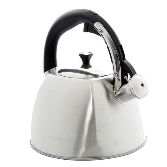 Mr. Coffee Belgrove 2.5qt. Brushed Stainless Steel Whistling Tea Kettle with Nylon Handle